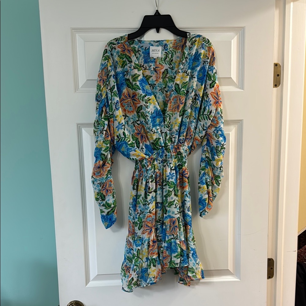 Misa Los Angeles Floral Mini Dress - Blue and Orange
